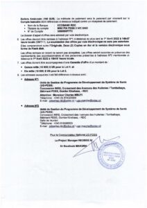 Fourniture de divers équipements de banques de sang des Hôpitaux de référence et Centres Provinciaux de Transfusion Sanguine localisés dans les divisions provinciales (DPS) couvertes et appuyées par le PDSS