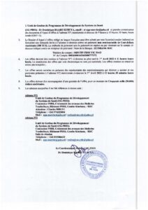 Acquisition des Ambulances Médicalisés de type 4x4