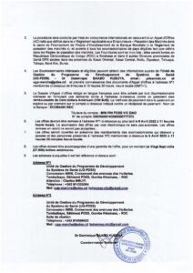 Acquisition des Véhicules de type 4x4 pour les laboratoires Provinciaux, l'IRNB et UG PDSS