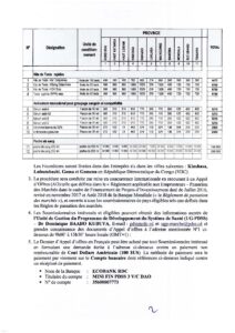 Fourniture de kits de tests rapides et d’antisérum pour les Hôpitaux de référence et les Centres Provinciaux de Transfusion Sanguine localisés dans les Divisions Provinciales de Santé (DPS) couvertes et appuyées par le PDSS