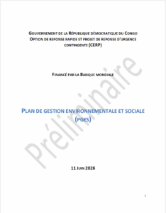 Plan de Gestion Environnementale et Sociale (PGES) - CERP RDC