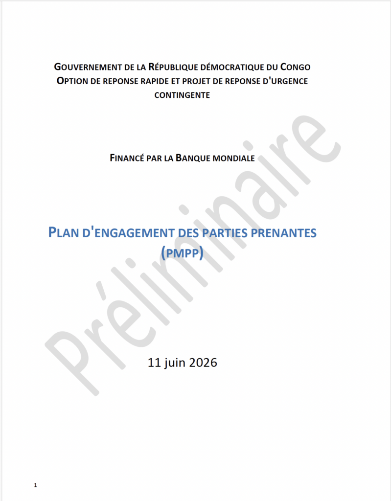 Plan d'Engagement des Parties Prenantes (PMPP) - CERP RDC